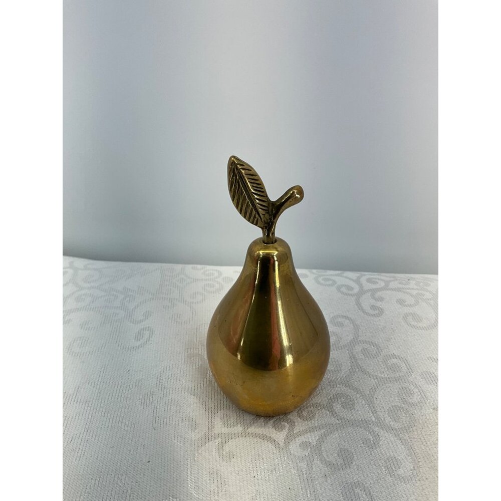 Brass‎ Pear Shaped Decorative Bell With Leaf Handle Vintage Design